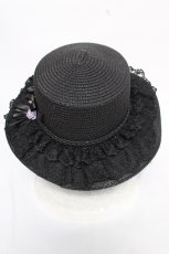 画像3: axes femme / 巻き薔薇レース雑材カンカン帽 57cm 黒 Y-26-07-15-027-AX-AC-SZ-ZY (3)
