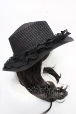 画像4: axes femme / 巻き薔薇レース雑材カンカン帽 57cm 黒 Y-26-07-15-027-AX-AC-SZ-ZY (4)