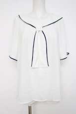 画像1: axes femme / パイピング半袖ブラウス  白 Y-26-07-16-004-AX-BL-SZ-ZY (1)