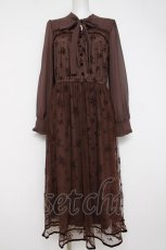 画像1: axes femme / フロッキープリントレースワンピース  茶 Y-26-07-16-058-AX-OP-SZ-ZY (1)