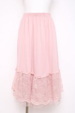 画像1: axes femme / 繊細レースミディ丈ペチスカート M ピンク Y-26-07-16-084-AX-SK-SZ-ZY (1)