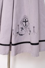 画像3: axes femme / クロス刺繍タックスカート  ラベンダー Y-26-07-16-108-AX-SK-SZ-ZY (3)