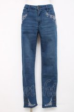 画像1: axes femme / 香水×バラ刺繍デニムパギンス L ウォッシュ Y-26-07-16-125-AX-PA-SZ-ZY (1)