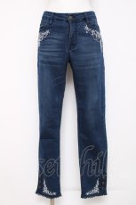 画像1: axes femme / 香水×バラ刺繍デニムパギンス L インディゴ Y-26-07-16-126-AX-PA-SZ-ZY (1)