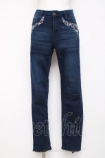 画像1: axes femme / レター刺繍デニムパギンス M ブルー Y-26-07-16-129-AX-PA-SZ-ZY (1)