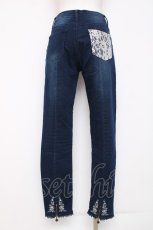 画像2: axes femme / レター刺繍デニムパギンス M ブルー Y-26-07-16-129-AX-PA-SZ-ZY (2)