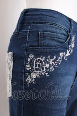 画像4: axes femme / レター刺繍デニムパギンス M ブルー Y-26-07-16-129-AX-PA-SZ-ZY (4)