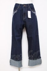画像1: axes femme / 花×小鳥刺繍ストレートデニム L インディゴ Y-26-07-16-130-AX-PA-SZ-ZY (1)