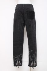 画像2: axes femme / レター刺繍デニムパギンス L 黒 Y-26-07-16-131-AX-PA-SZ-ZY (2)