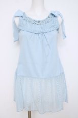 画像1: axes femme / 肩リボンロングインナー F サックス Y-26-07-16-018-AX-TO-SZ-ZY (1)