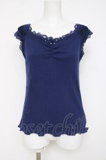 画像1: axes femme / 吸水速乾肩レースリブタンク F 紺 Y-26-07-16-022-AX-TO-SZ-ZY (1)