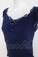 画像3: axes femme / 吸水速乾肩レースリブタンク F 紺 Y-26-07-16-022-AX-TO-SZ-ZY (3)