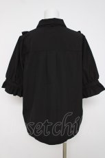 画像2: axes femme / リボン付ローズ刺繍ブラウス  黒 Y-26-07-16-003-AX-TO-SZ-ZY (2)