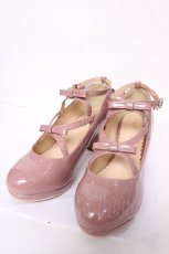 画像1: axes femme POETIQUE / エナメルレースアップパンプス L 淡ピンク Y-26-07-17-037-AX-SH-SZ-ZY (1)