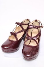 画像1: axes femme POETIQUE / レースアップエナメルパンプス L ワイン Y-26-07-17-041-AX-SH-SZ-ZY (1)