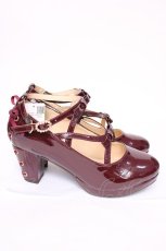 画像4: axes femme POETIQUE / レースアップエナメルパンプス L ワイン Y-26-07-17-041-AX-SH-SZ-ZY (4)