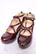 画像1: axes femme POETIQUE / レースアップエナメルパンプス L ワイン Y-26-07-17-048-AX-SH-SZ-ZY (1)