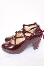 画像2: axes femme POETIQUE / レースアップエナメルパンプス L ワイン Y-26-07-17-048-AX-SH-SZ-ZY (2)