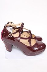 画像4: axes femme POETIQUE / レースアップエナメルパンプス L ワイン Y-26-07-17-048-AX-SH-SZ-ZY (4)