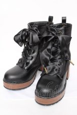 画像1: axes femme POETIQUE / レースアップミドルブーツ L 黒 Y-26-07-17-060-AX-SH-SZ-ZY (1)