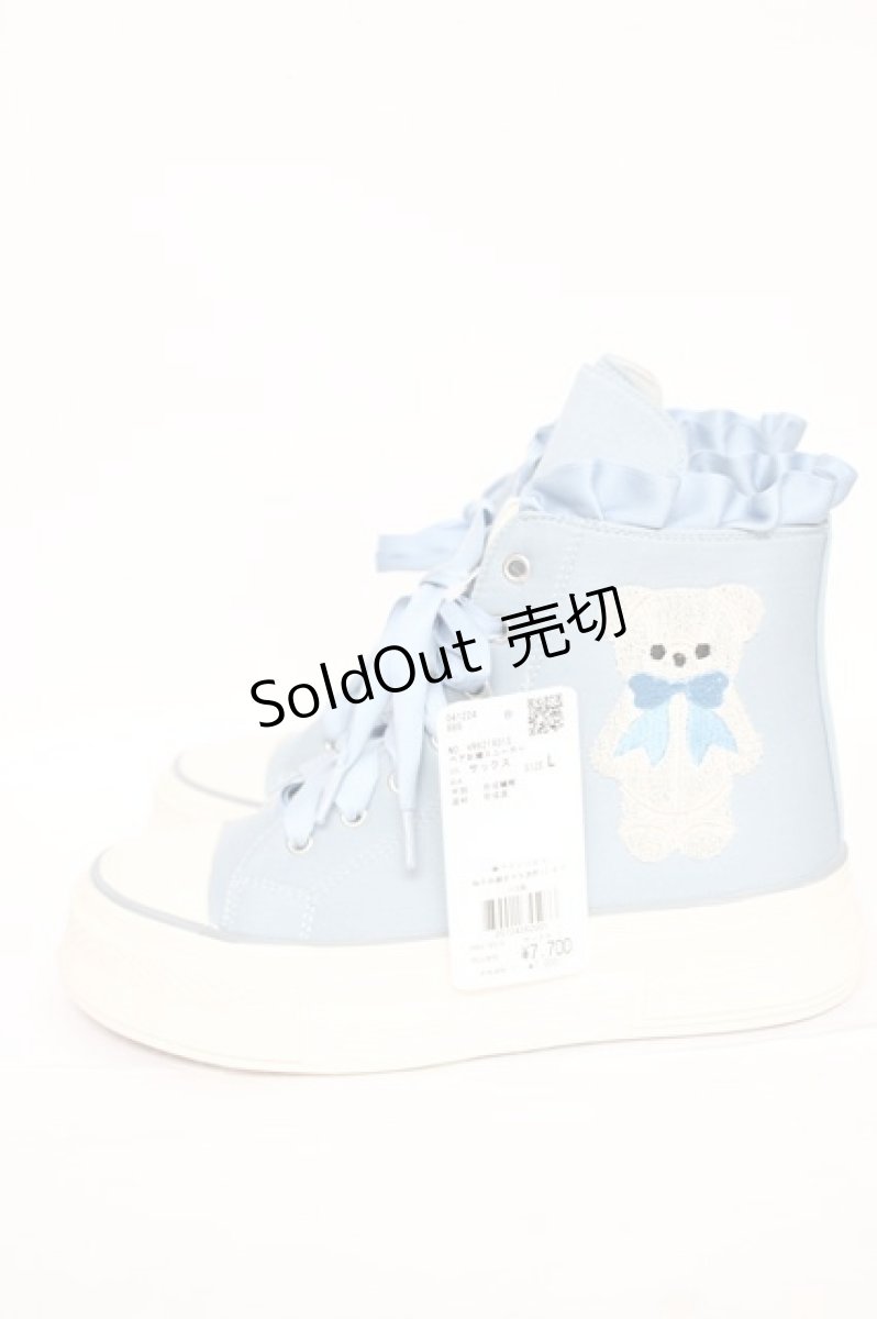 画像2: axes femme kawaii / ベア刺繍スニーカー L サックス Y-26-07-17-062-AX-SH-SZ-ZY (2)