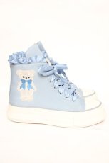 画像4: axes femme kawaii / ベア刺繍スニーカー L サックス Y-26-07-17-062-AX-SH-SZ-ZY (4)