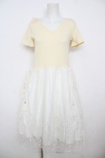 画像1: axes femme / 裾チュール刺繍ワンピース M 生成り Y-26-07-18-055-AX-OP-SZ-ZY (1)