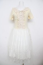 画像2: axes femme / 裾チュール刺繍ワンピース M 生成り Y-26-07-18-055-AX-OP-SZ-ZY (2)