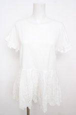 画像1: axes femme / コットンレース切替カットソー  白 Y-26-07-18-026-AX-TO-SZ-ZY (1)