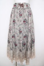 画像1: axes femme / ミュルーズ染織美術館コラボ/フェザー×フラワー柄スカート M ベージュ Y-26-07-20-070-AX-SK-SZ-ZY (1)