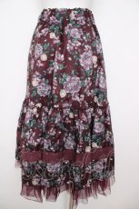 画像2: axes femme / ホーリーローズ柄フリルスカート F ワイン Y-26-07-20-072-AX-SK-SZ-ZY (2)