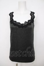画像1: axes femme / ラメカットレースタンクトップ F 黒シルバーラメ Y-26-07-21-008-AX-TO-SZ-ZY (1)