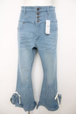 画像1: axes femme / フリルハイウエストデニムパンツ L ブリーチ Y-26-07-21-075-AX-PA-SZ-ZY (1)