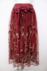 画像1: axes femme / ボタニカル刺繍スカート M ワイン Y-26-07-21-094-AX-SK-SZ-ZY (1)