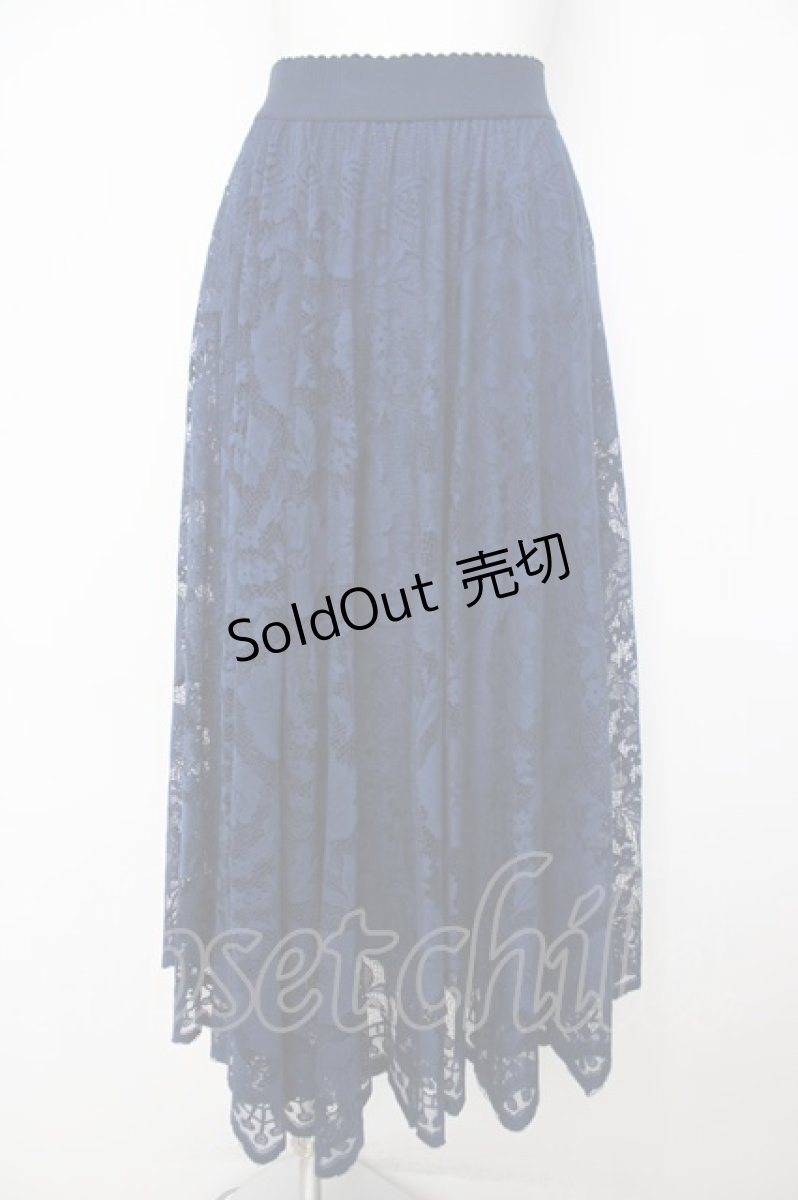 画像1: axes femme / レースサーキュラースカート M 紺 Y-26-07-21-103-AX-SK-SZ-ZY (1)