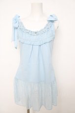 画像1: axes femme / 肩リボンロングインナー F サックス Y-26-07-21-021-AX-TO-SZ-ZY (1)