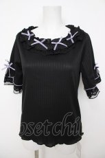画像1: axes femme / リボン×レース×フリルプルオーバー F 黒 Y-26-07-21-028-AX-TO-SZ-ZY (1)