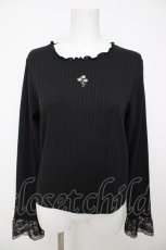 画像1: axes femme / マーガレット刺繍リブトップス F 黒 Y-26-07-21-030-AX-TO-SZ-ZY (1)