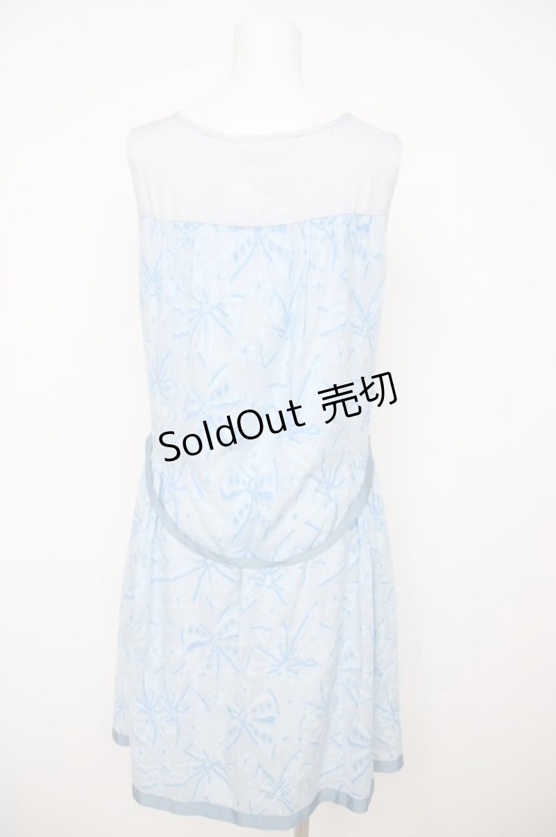 画像2: Jane Marple / リボンレースノースリーブワンピース M サックス Y-26-07-23-052-JM-OP-SZ-ZT674 (2)