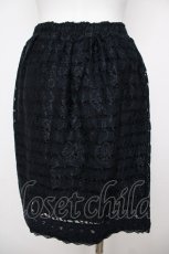 画像2: axes femme / レーシーボーダータイトスカート M 紺 Y-26-07-23-059-AX-SK-SZ-ZY (2)