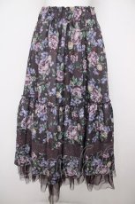 画像1: axes femme / ホーリーローズ柄フリルスカート F Dブラウン Y-26-07-23-063-AX-SK-SZ-ZY (1)