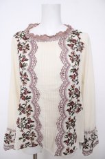 画像1: axes femme / ミュルーズ染織美術館コラボ/刺繍入りフレア袖ブラウス M 生成り Y-26-07-24-040-AX-BL-SZ-ZY (1)