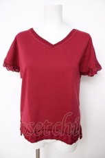 画像1: axes femme / レースフレーム刺繍プルオーバー M ワイン Y-26-07-24-049-AX-TO-SZ-ZY (1)