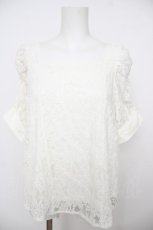 画像1: axes femme / スクエアネック総レースブラウス M 白 Y-26-07-24-051-AX-BL-SZ-ZY (1)