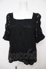画像1: axes femme / スクエアネック総レースブラウス M 黒 Y-26-07-24-052-AX-BL-SZ-ZY (1)