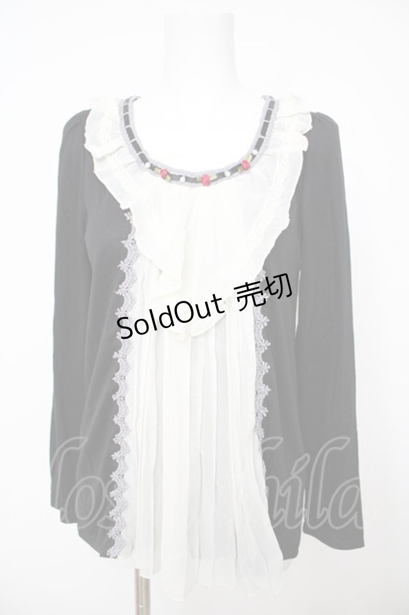 画像1: axes femme / シフォン切替カットソー  黒 Y-26-07-24-058-AX-TO-SZ-ZS (1)