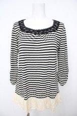 画像1: axes femme / レース配色ボーダーカットソー  生成り Y-26-07-24-065-AX-TO-SZ-ZY (1)