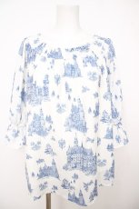 画像1: axes femme / シャトーPTブラウス  白×ブルー Y-26-07-24-069-AX-BL-SZ-ZY (1)