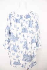 画像2: axes femme / シャトーPTブラウス  白×ブルー Y-26-07-24-069-AX-BL-SZ-ZY (2)