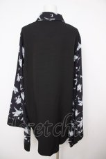 画像2: NieR Clothing / 着物風袖ブロッキングシャツ【折鶴】 F 黒 Y-26-07-24-079-PU-BL-SZ-ZY (2)